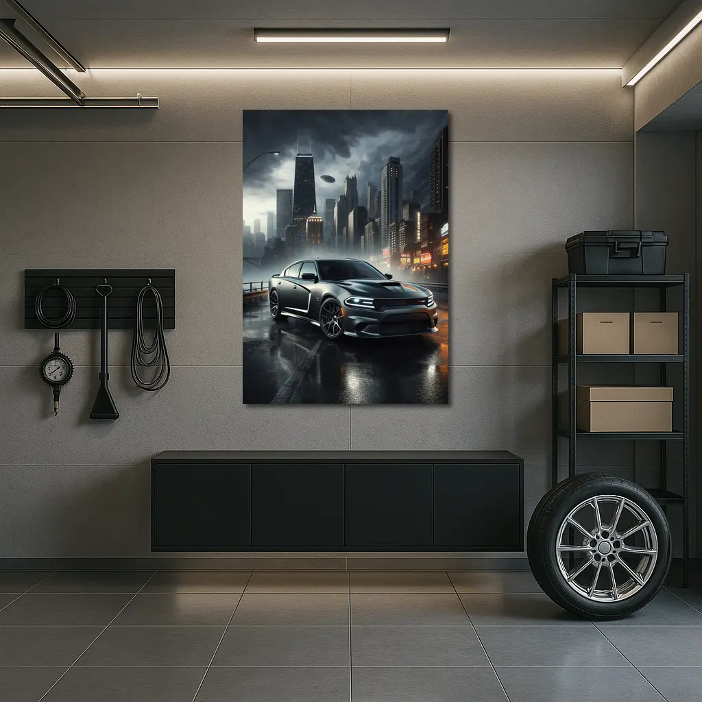 Dodge Charger SRT Dark Rainy City Street – Wall Art