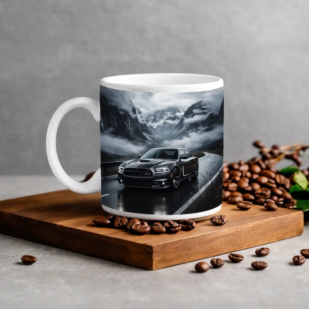 Dodge Charger Black Road Stormy Mountain Drive – Mugs