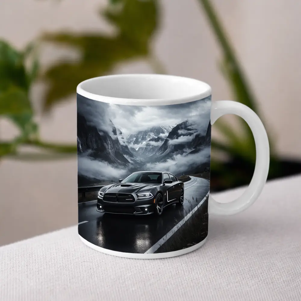 Dodge Charger Black Road Stormy Mountain Drive – Mugs