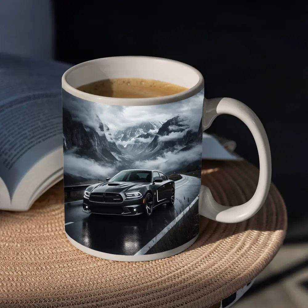 Dodge Charger Black Road Stormy Mountain Drive – Mugs