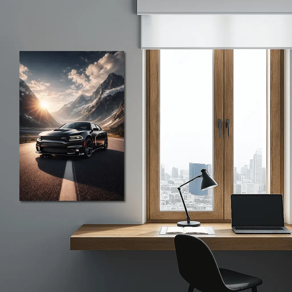 Dodge Charger SRT Black Mountain Road Sunset – Wall Art