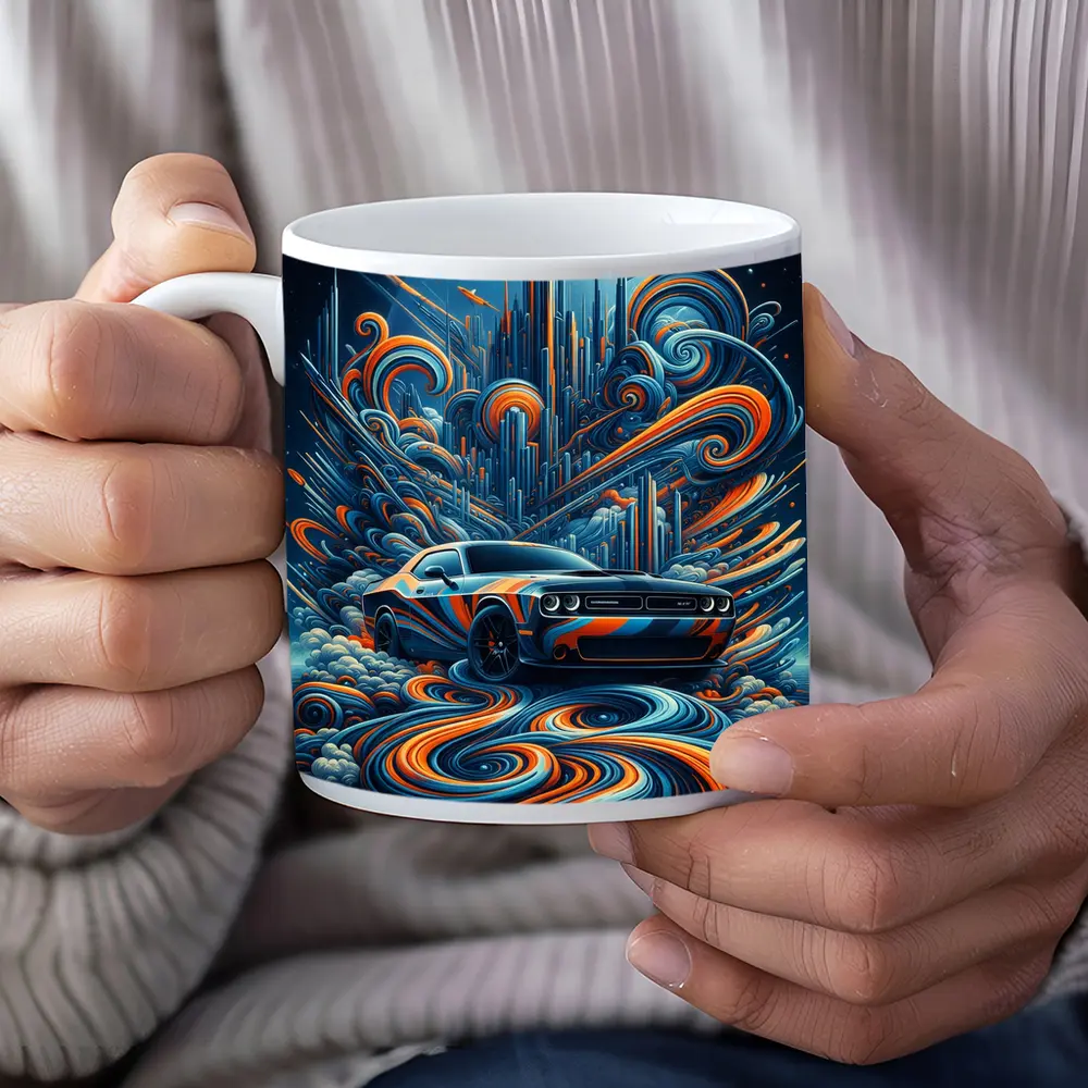 Dodge Challenger SRT8 Futuristic Abstract City Art – Mugs