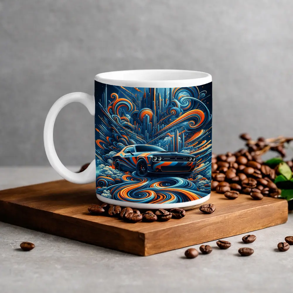 Dodge Challenger SRT8 Futuristic Abstract City Art – Mugs