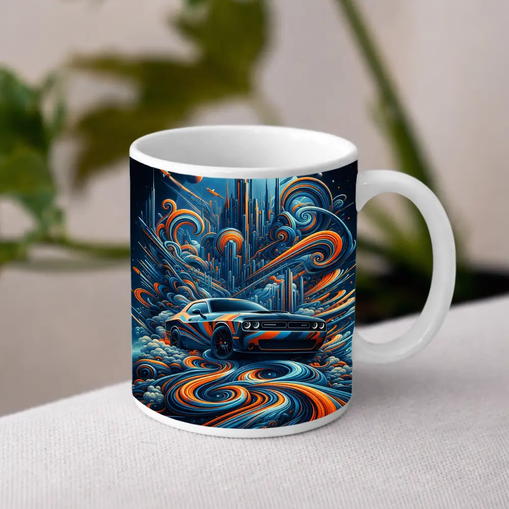 Dodge Challenger SRT8 Futuristic Abstract City Art – Mugs