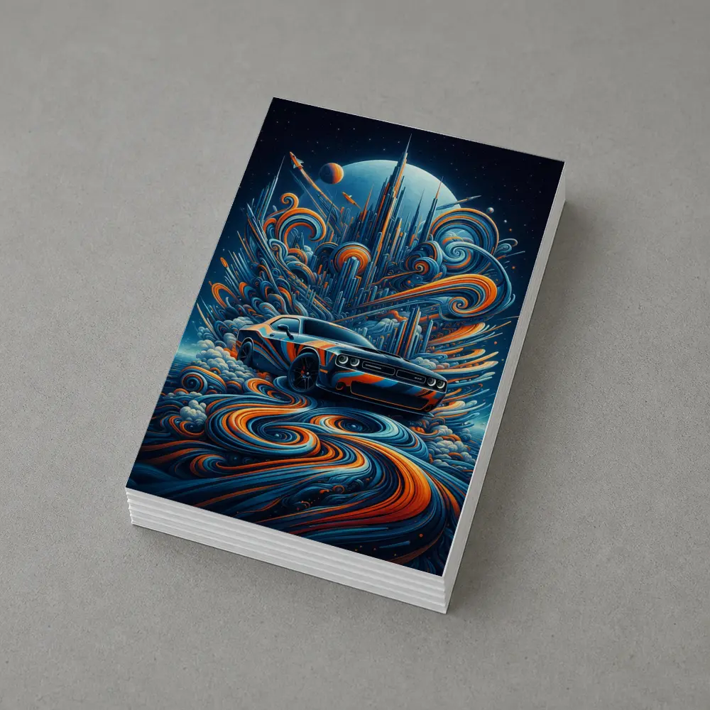 Dodge Challenger SRT8 Futuristic Abstract City Art – Postcards