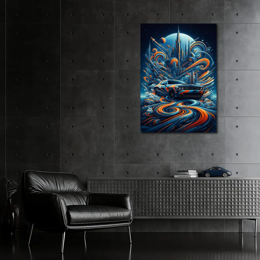 Dodge Challenger SRT8 Futuristic Abstract City Art – Wall Art
