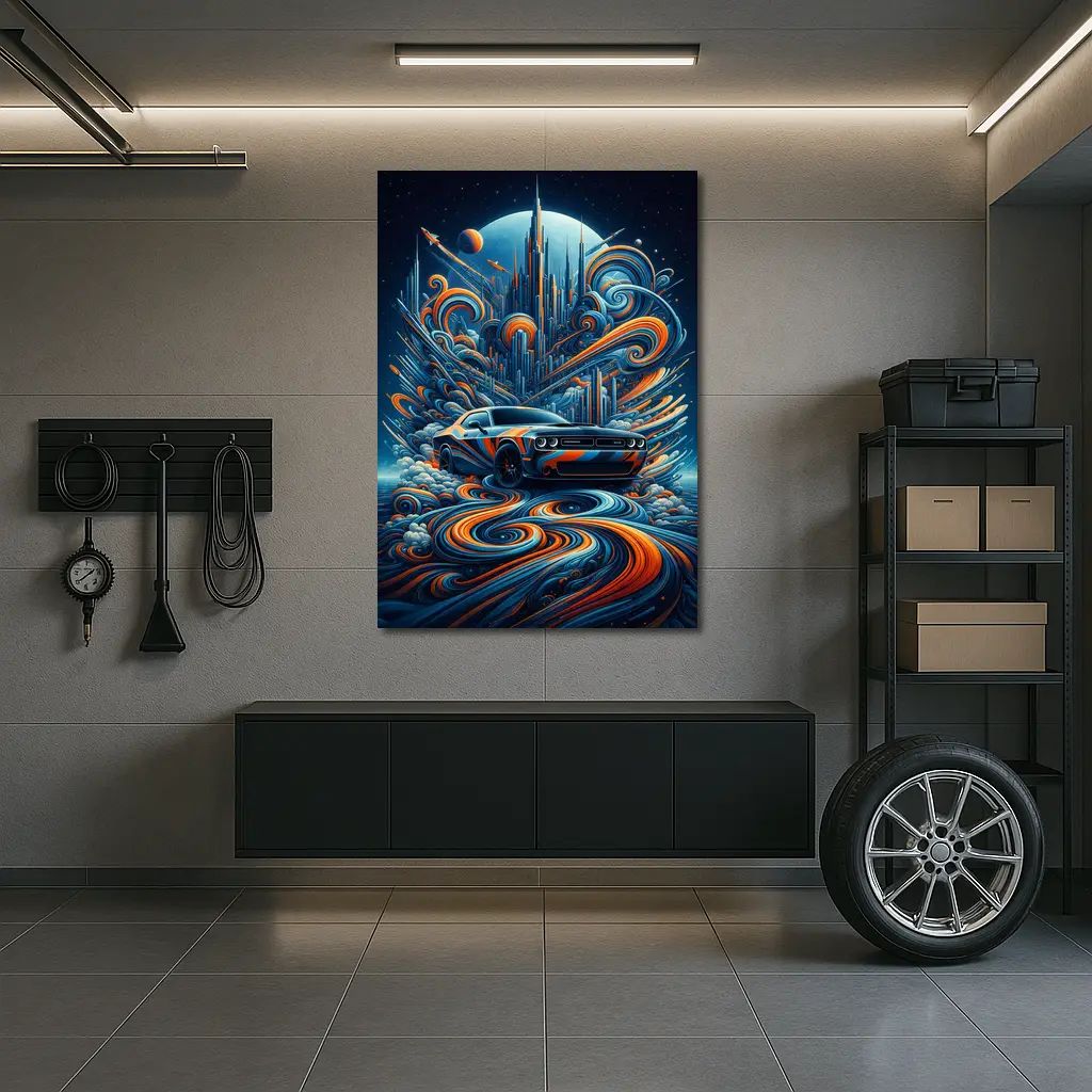 Dodge Challenger SRT8 Futuristic Abstract City Art – Wall Art