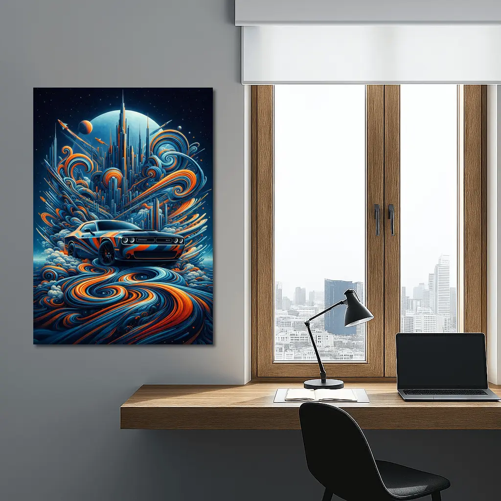 Dodge Challenger SRT8 Futuristic Abstract City Art – Wall Art