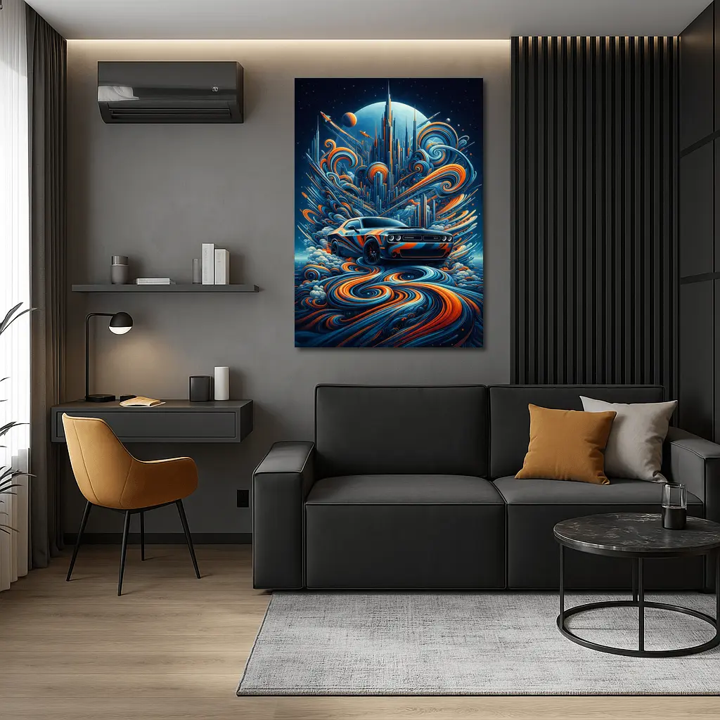 Dodge Challenger SRT8 Futuristic Abstract City Art – Wall Art