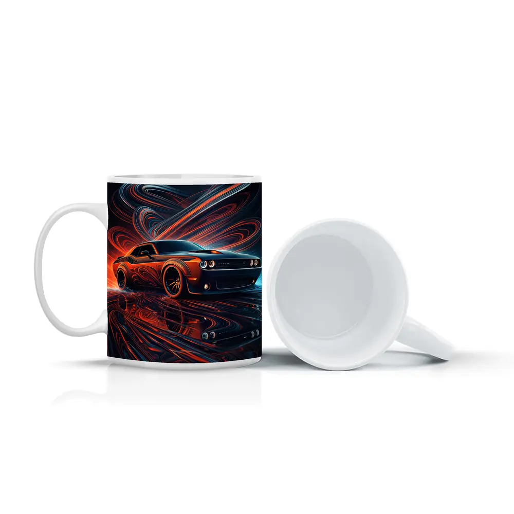 Dodge Challenger SRT8 Neon Abstract Art – Mugs