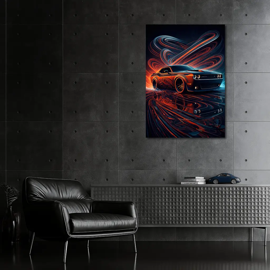Dodge Challenger SRT8 Neon Abstract Art – Wall Art