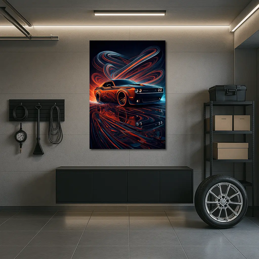 Dodge Challenger SRT8 Neon Abstract Art – Wall Art