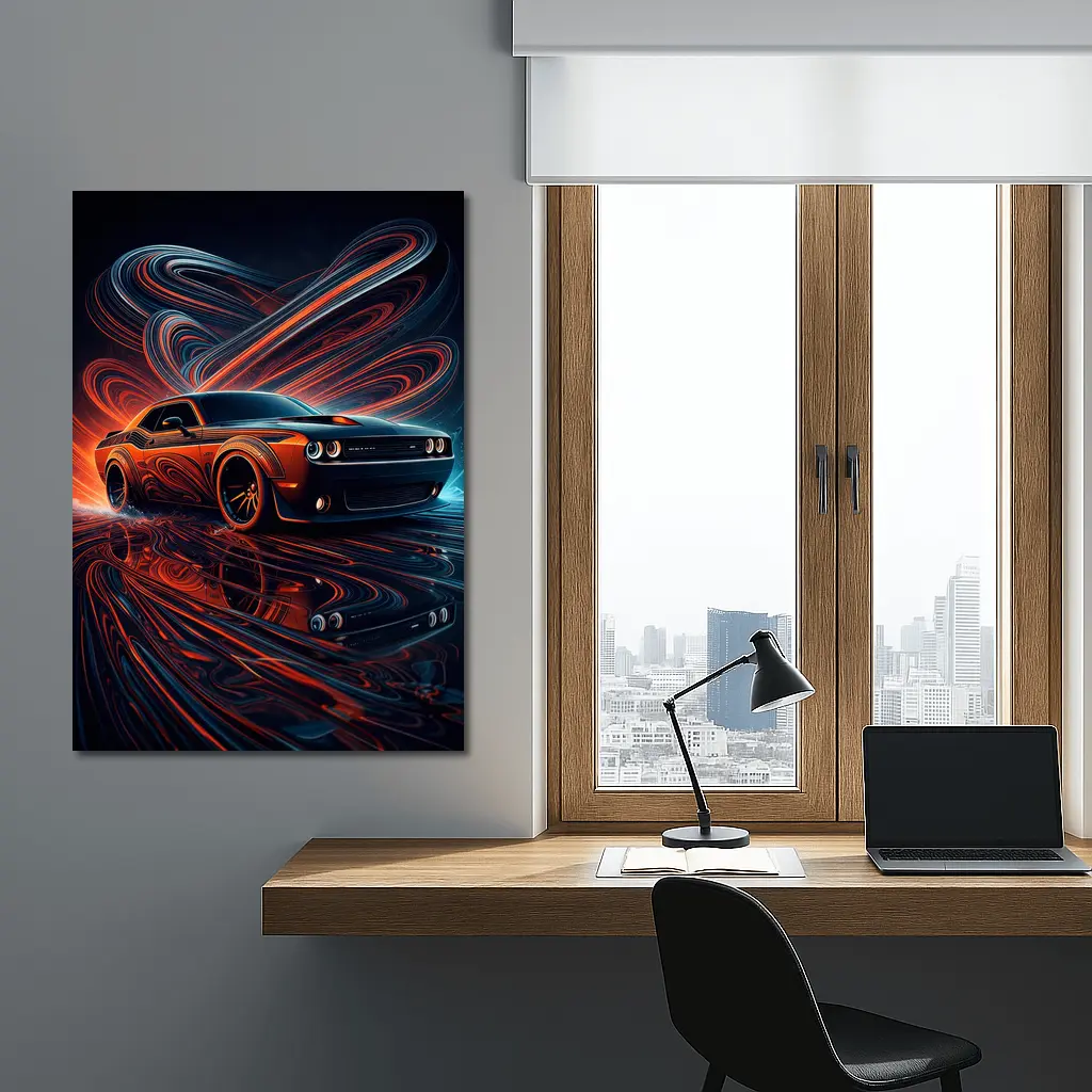 Dodge Challenger SRT8 Neon Abstract Art – Wall Art