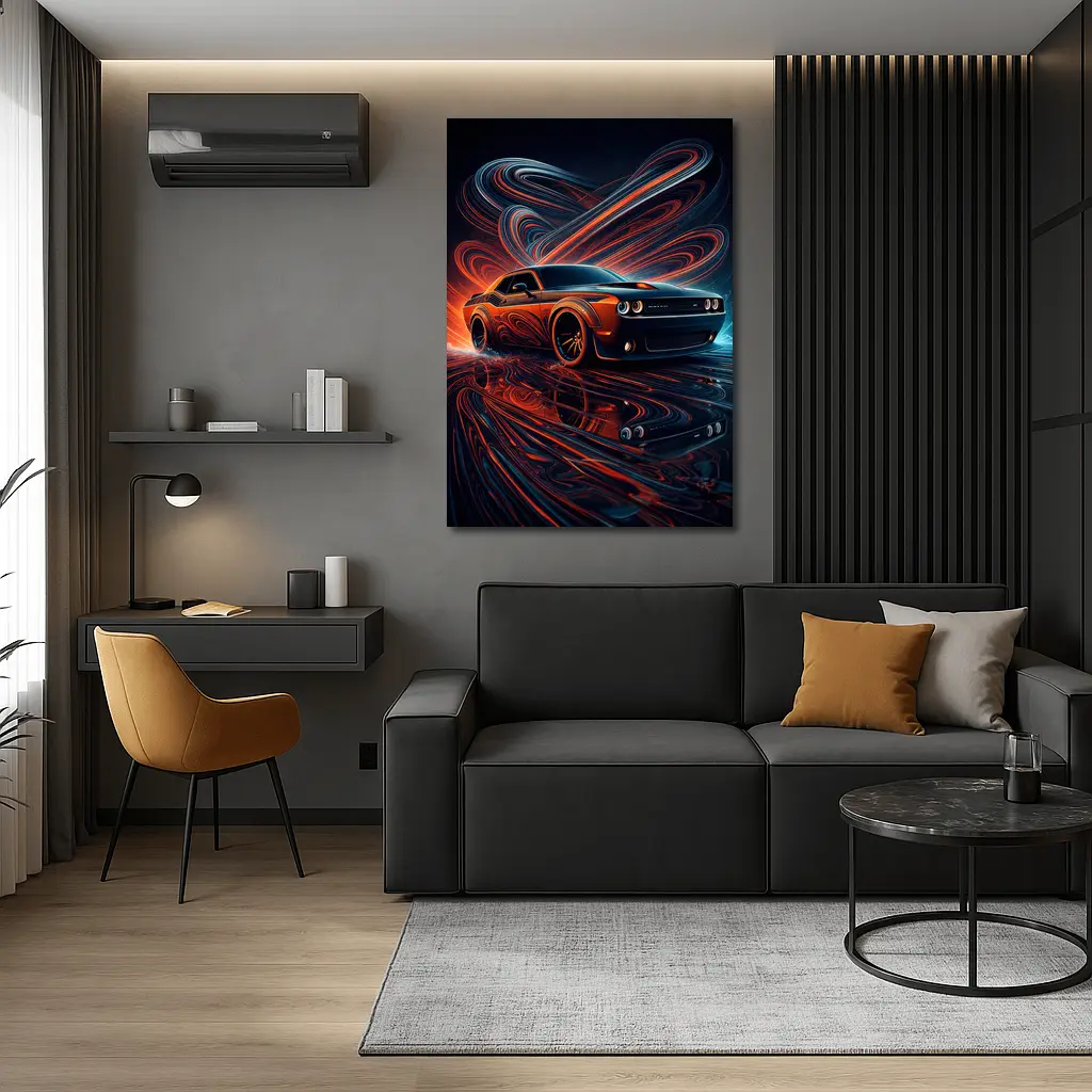 Dodge Challenger SRT8 Neon Abstract Art – Wall Art