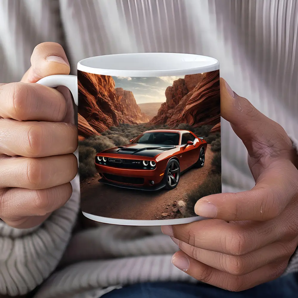 Dodge Challenger SRT Red Canyon Desert Road – Mugs