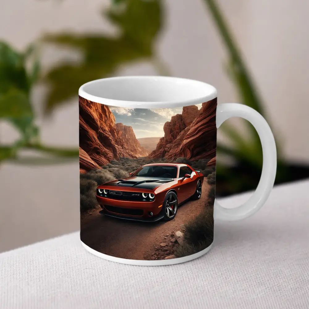 Dodge Challenger SRT Red Canyon Desert Road – Mugs
