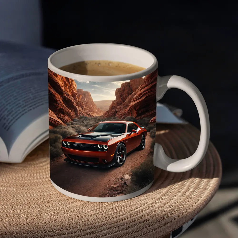 Dodge Challenger SRT Red Canyon Desert Road – Mugs