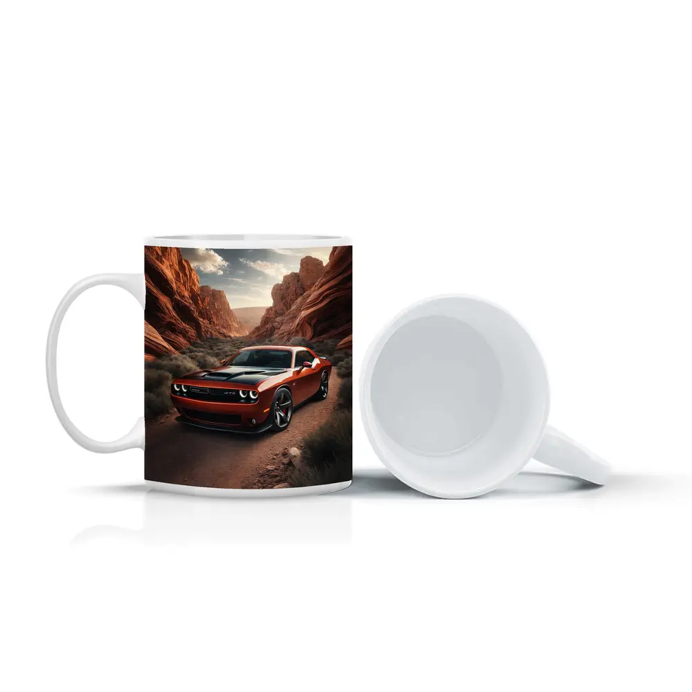 Dodge Challenger SRT Red Canyon Desert Road – Mugs