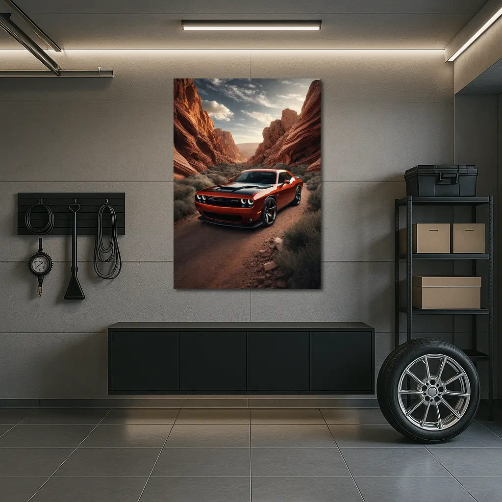 Dodge Challenger SRT Red Canyon Desert Road – Wall Art