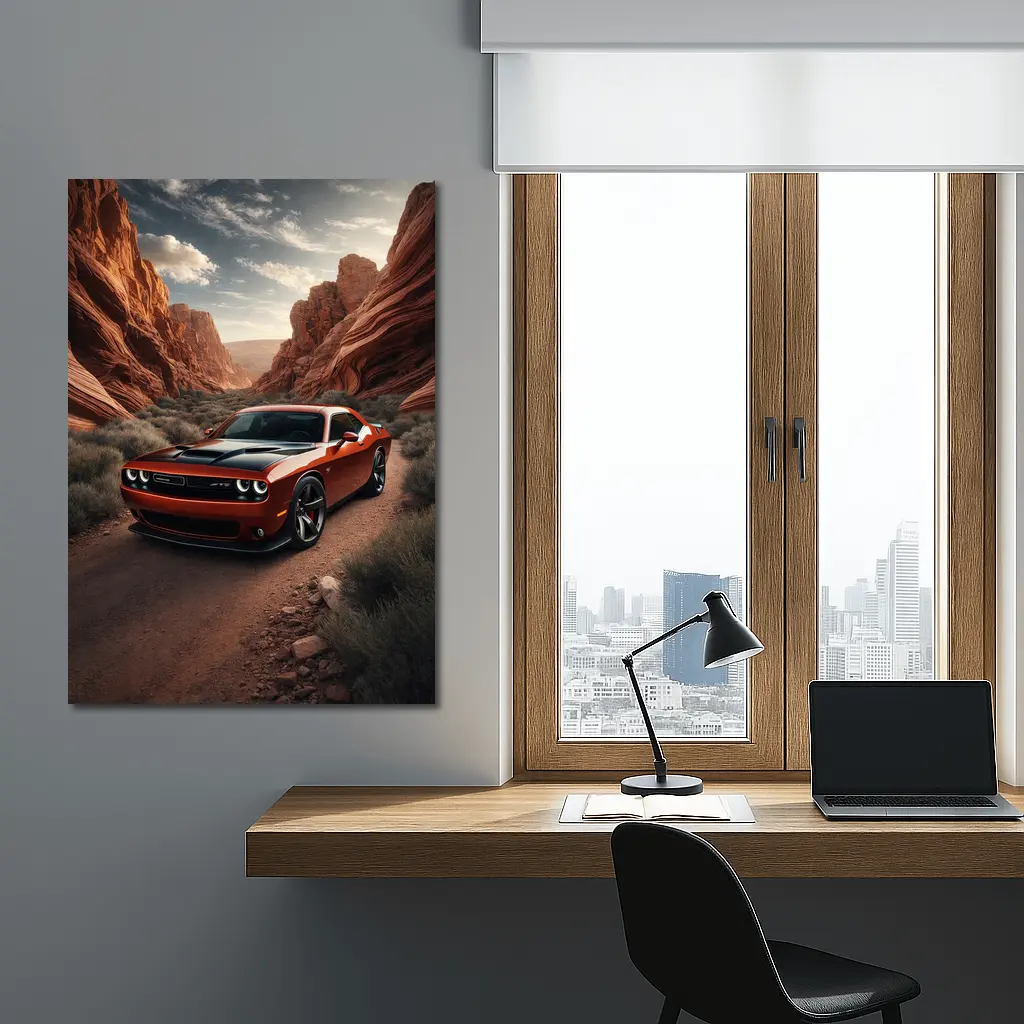 Dodge Challenger SRT Red Canyon Desert Road – Wall Art
