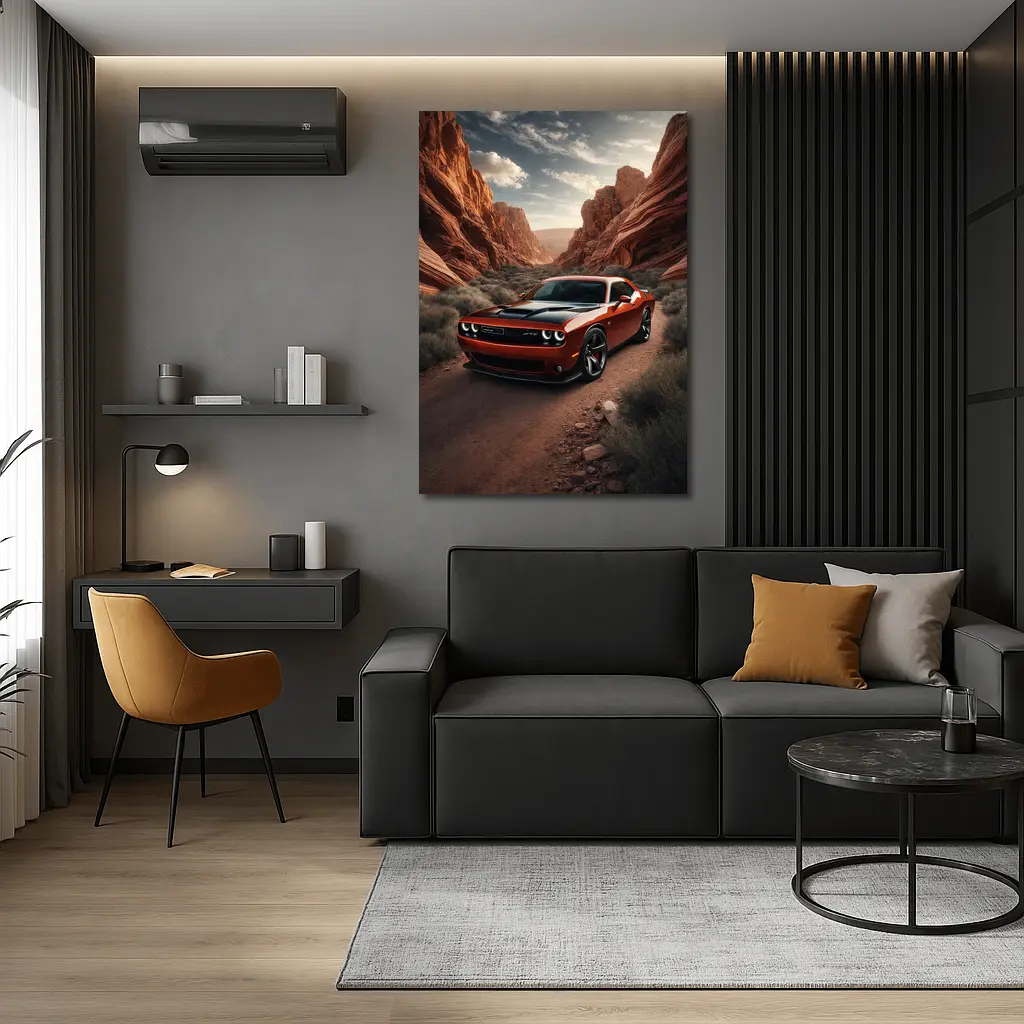 Dodge Challenger SRT Red Canyon Desert Road – Wall Art