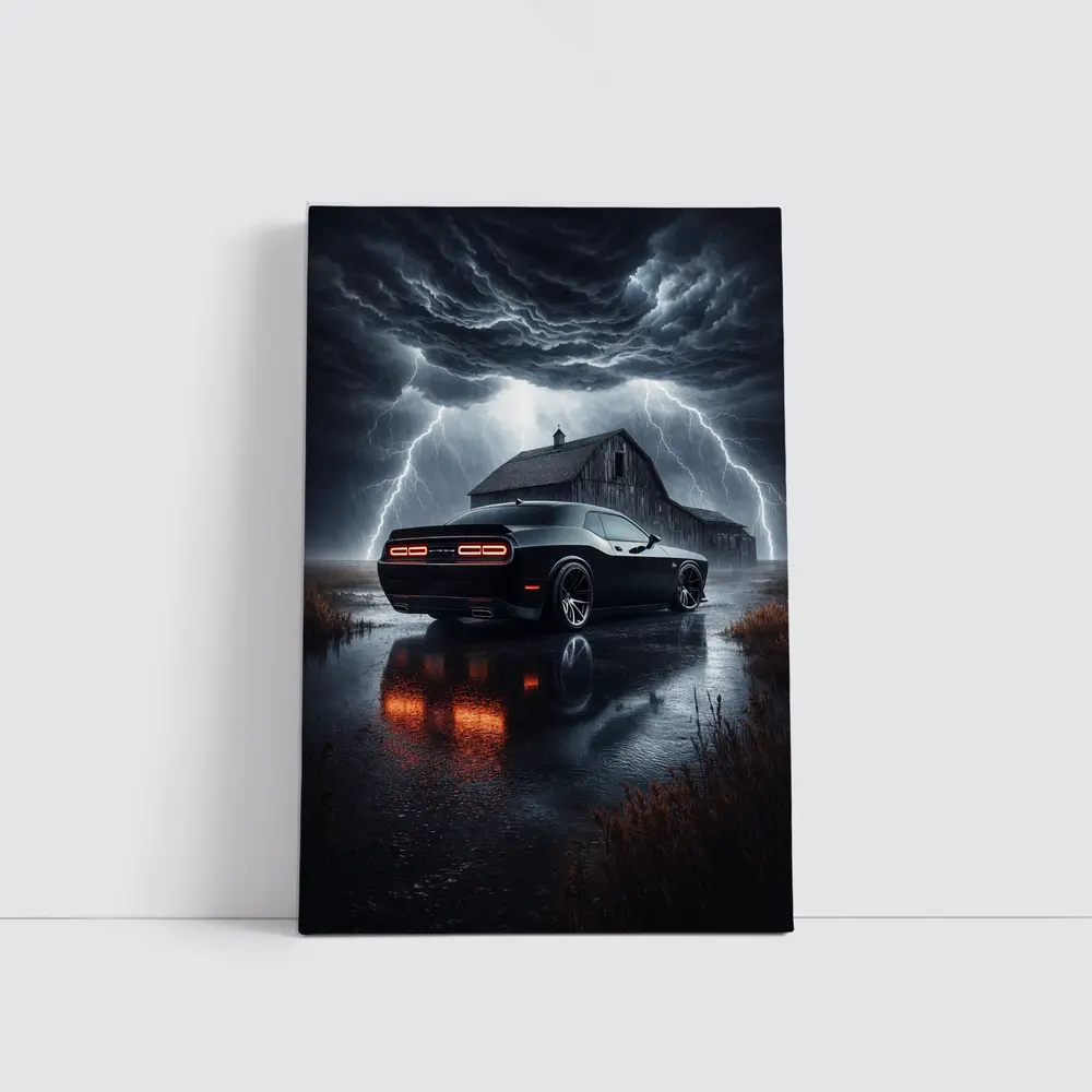 Dodge Challenger SRT8 Storm Lightning Barn – Wall Art