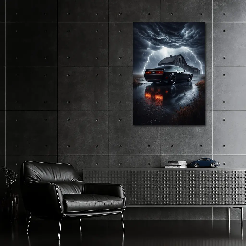 Dodge Challenger SRT8 Storm Lightning Barn – Wall Art