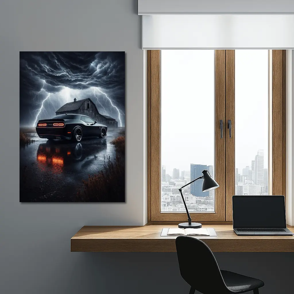 Dodge Challenger SRT8 Storm Lightning Barn – Wall Art