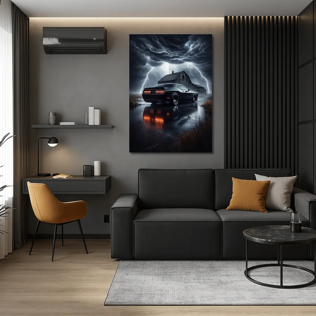 Dodge Challenger SRT8 Storm Lightning Barn – Wall Art