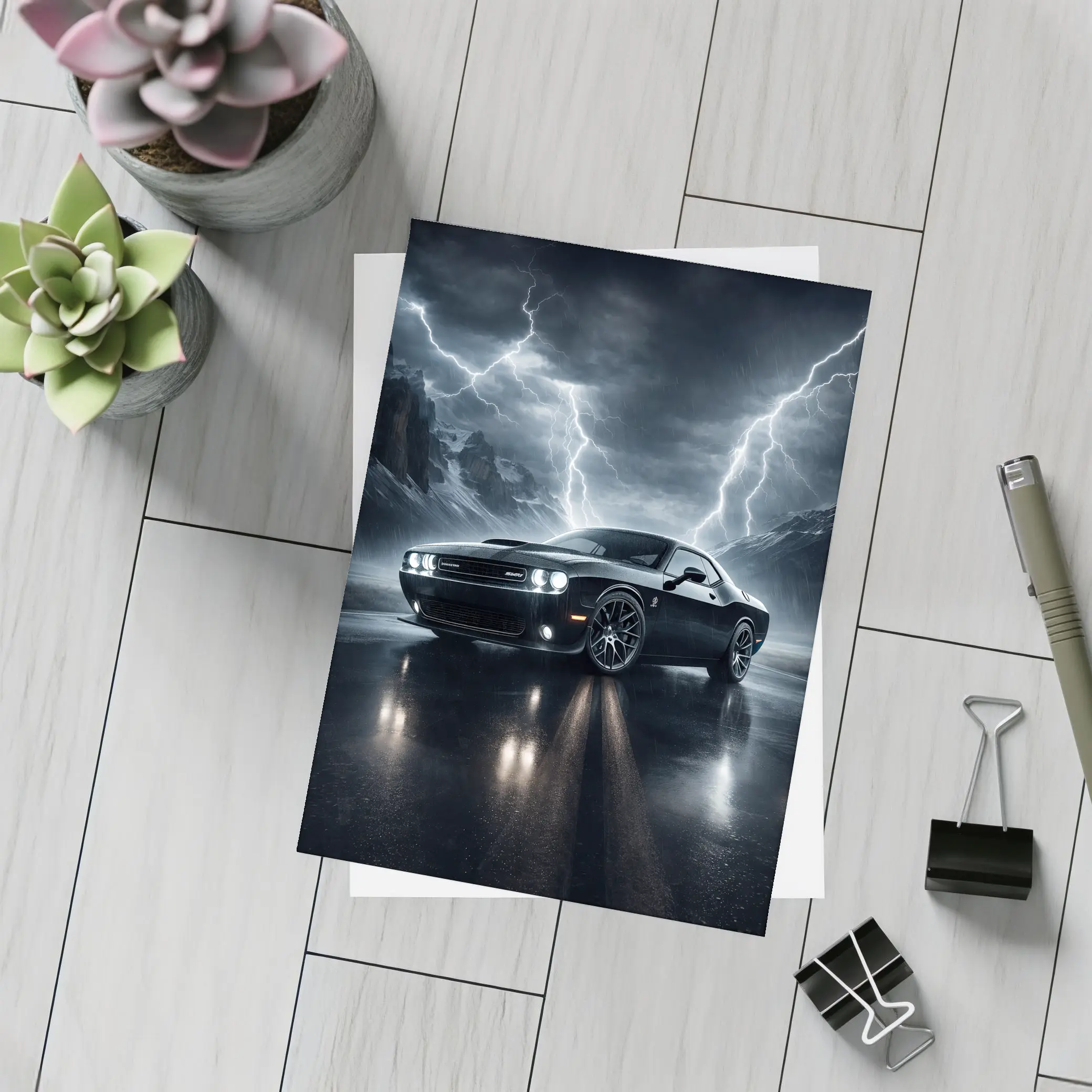 Dodge Challenger SRT8 Dark Thunderstorm Scene – Postcards