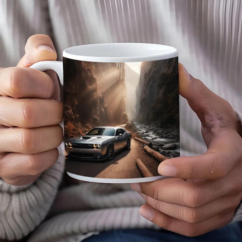 Dodge Challenger Silver Canyon Road Drive – Mugs