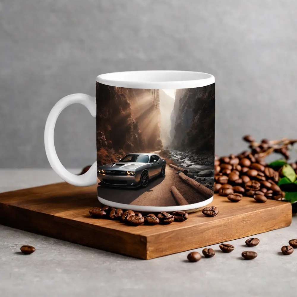 Dodge Challenger Silver Canyon Road Drive – Mugs