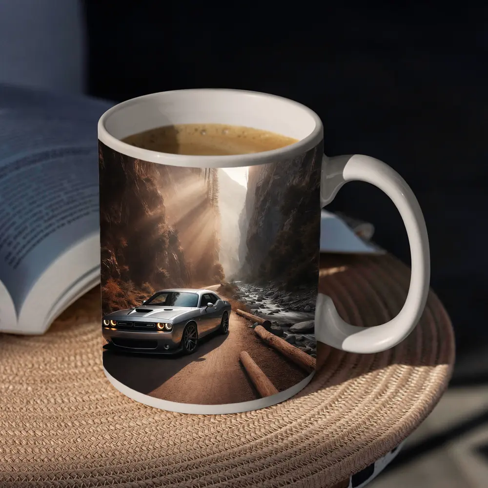 Dodge Challenger Silver Canyon Road Drive – Mugs