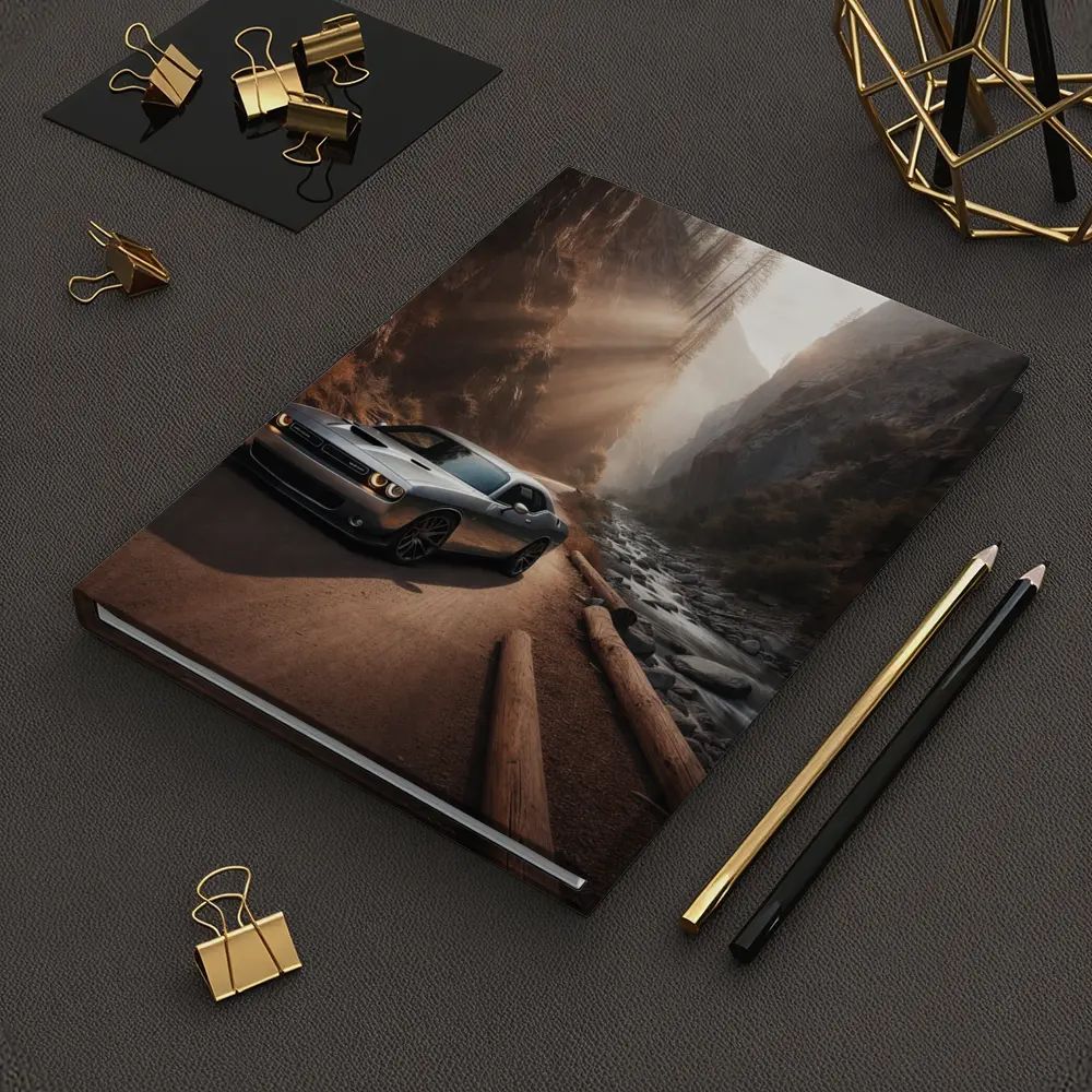 Dodge Challenger Silver Canyon Road Drive – Notebooks