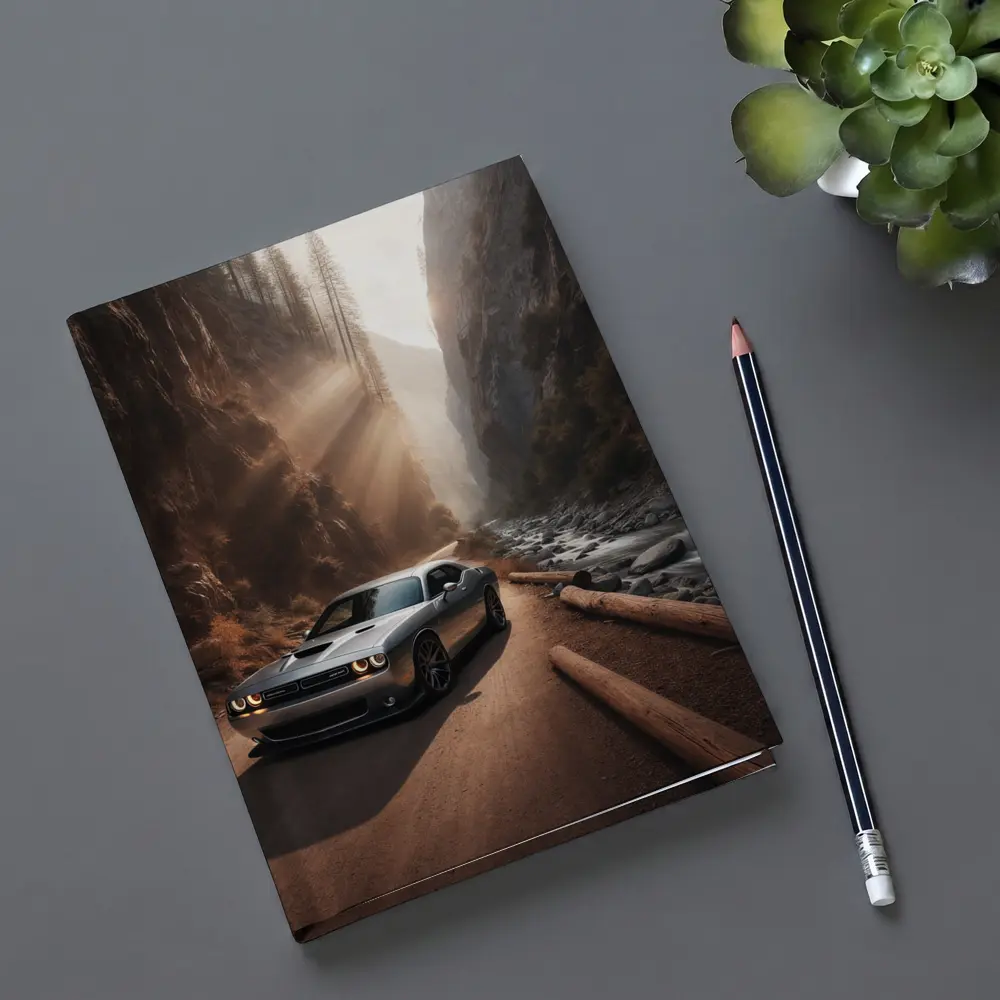 Dodge Challenger Silver Canyon Road Drive – Notebooks