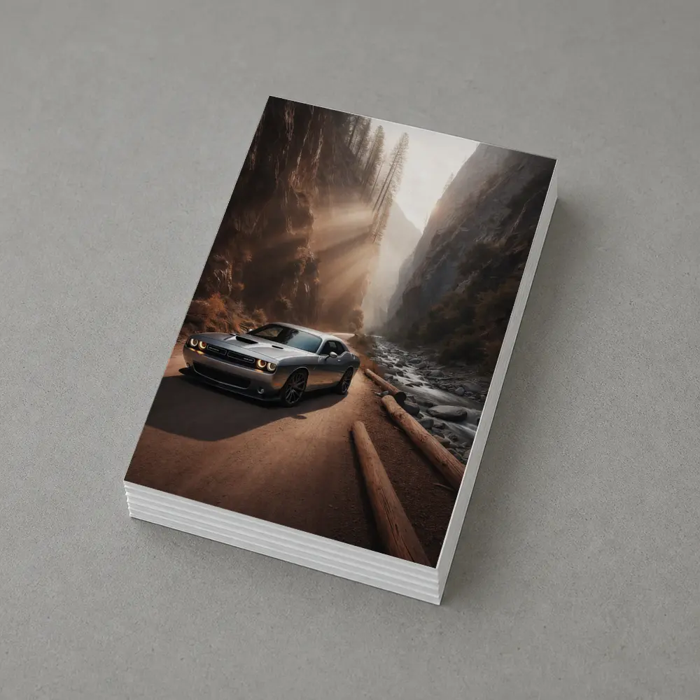 Dodge Challenger Silver Canyon Road Drive – Postcards