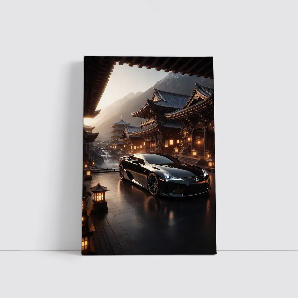 Lexus LFA Black Sports Car Japanese Temple – Wall Art