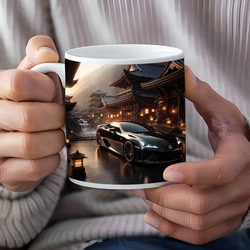 Lexus LFA Black Sports Car Japanese Temple – Mugs
