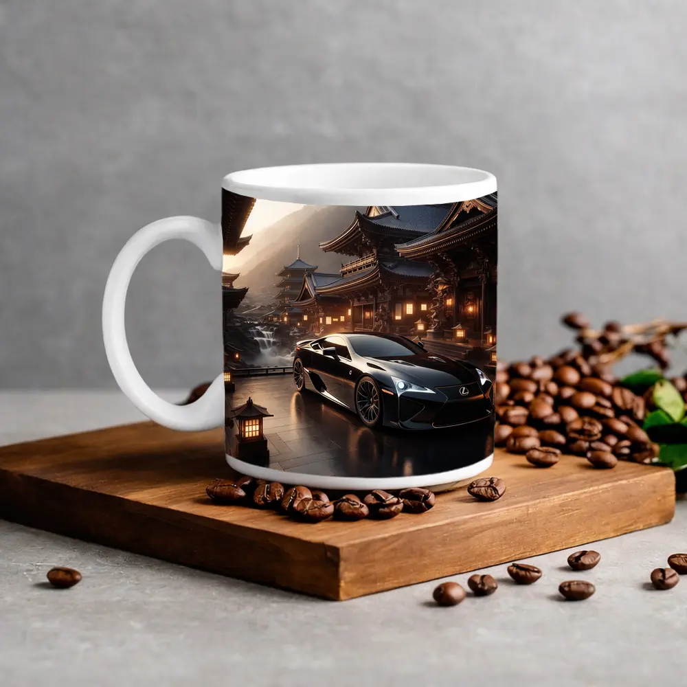 Lexus LFA Black Sports Car Japanese Temple – Mugs