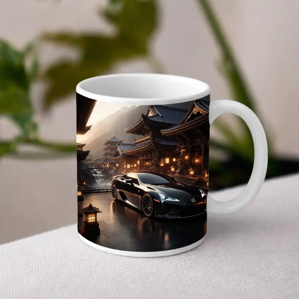 Lexus LFA Black Sports Car Japanese Temple – Mugs