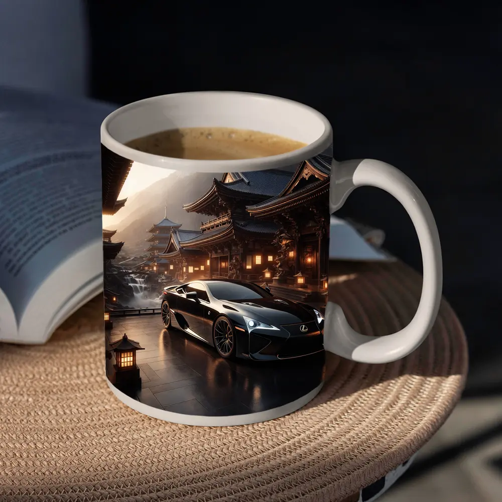 Lexus LFA Black Sports Car Japanese Temple – Mugs