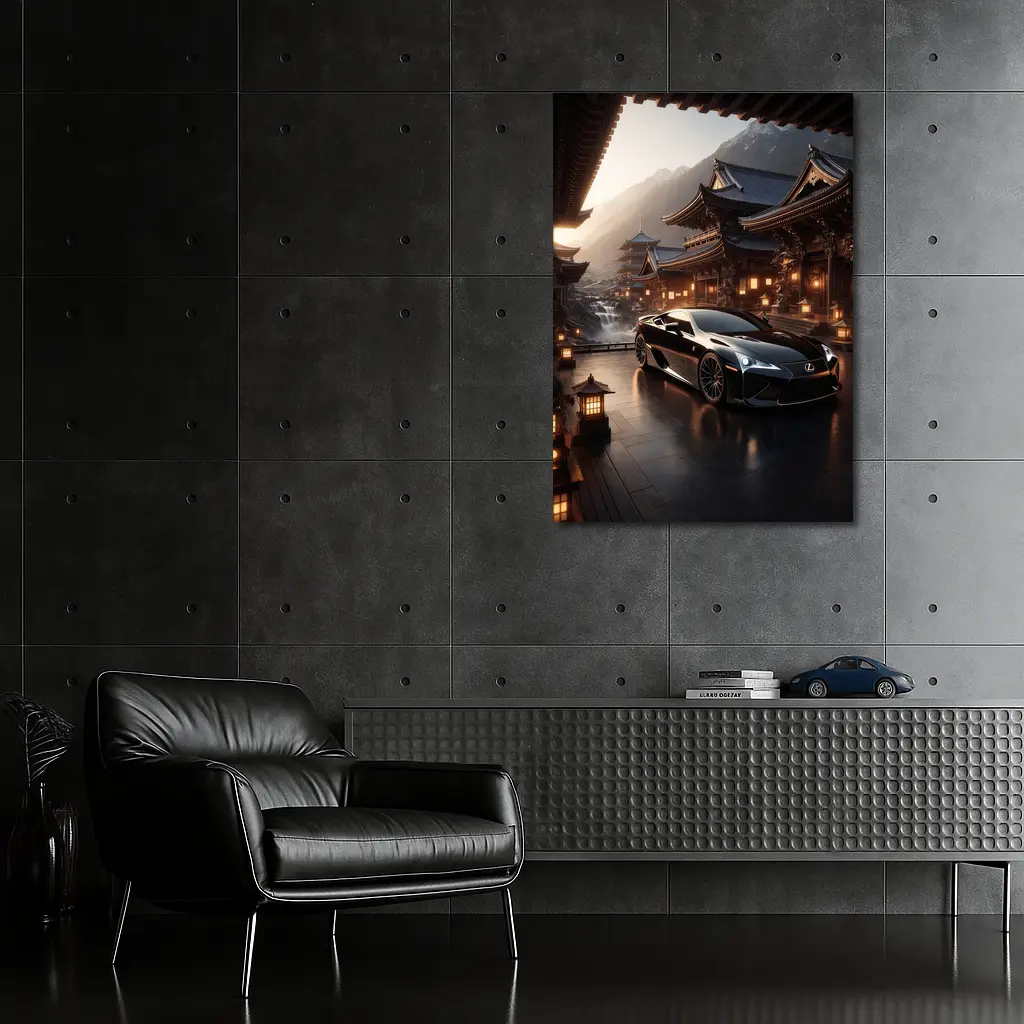 Lexus LFA Black Sports Car Japanese Temple – Wall Art