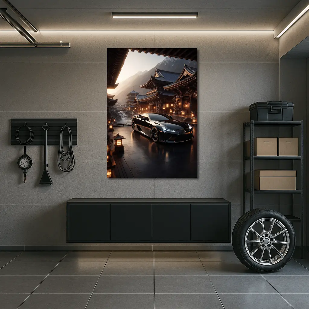 Lexus LFA Black Sports Car Japanese Temple – Wall Art