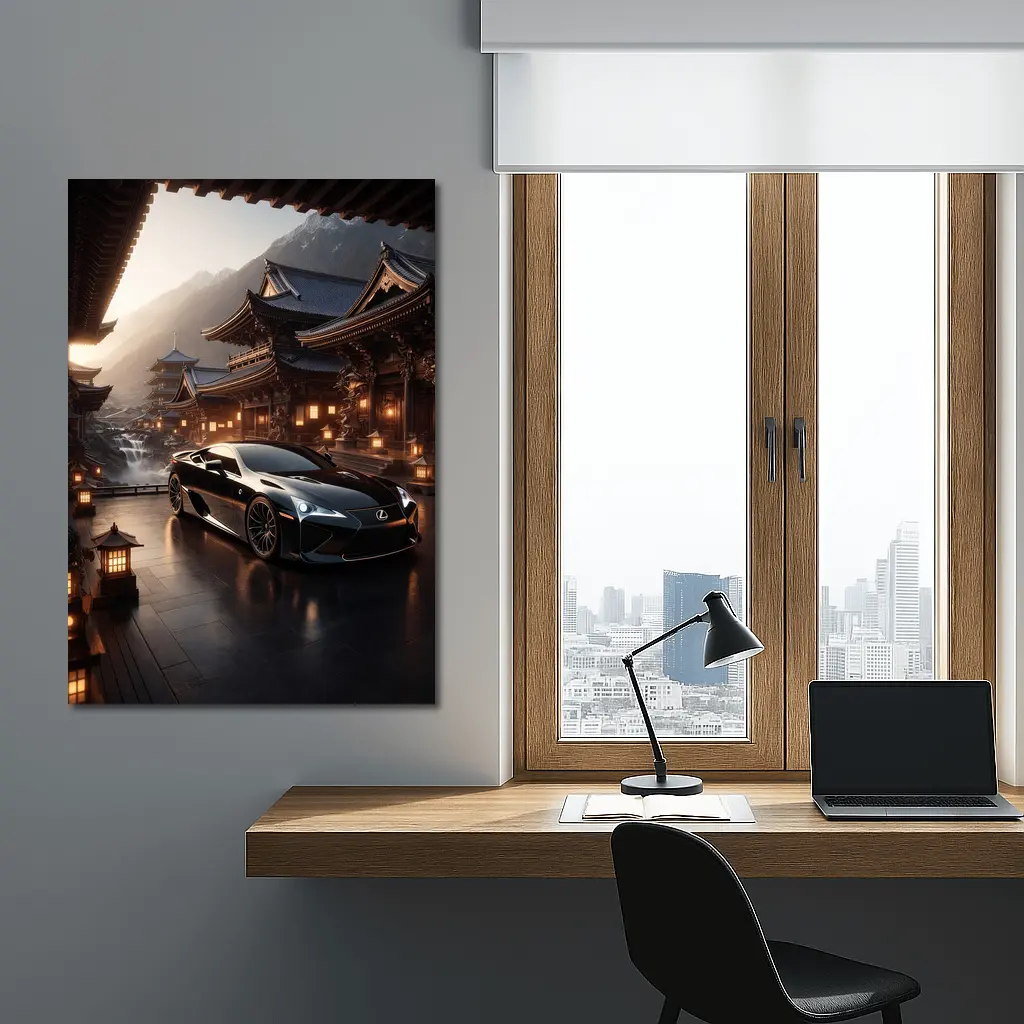 Lexus LFA Black Sports Car Japanese Temple – Wall Art
