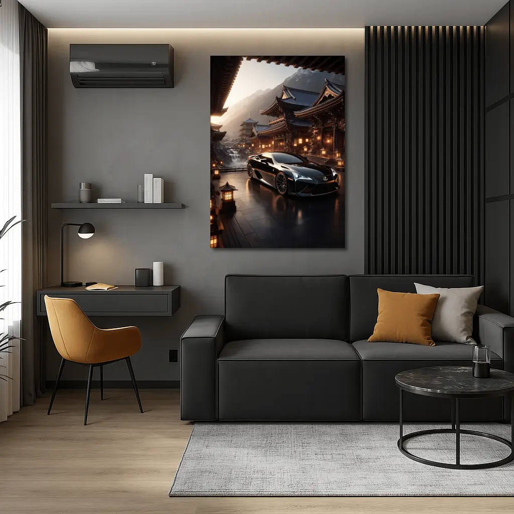 Lexus LFA Black Sports Car Japanese Temple – Wall Art