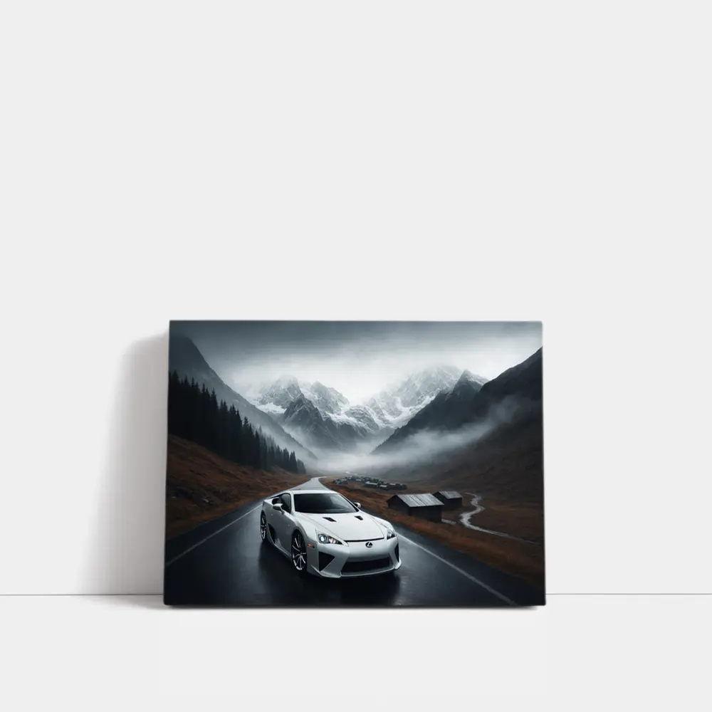 Lexus LFA White Supercar Misty Mountain Road – Wall Art