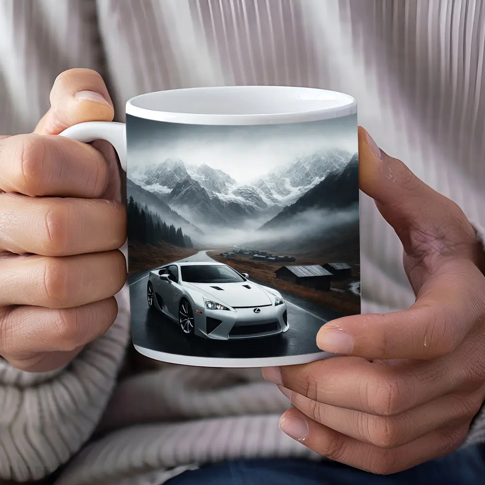 Lexus LFA White Supercar Misty Mountain Road – Mugs