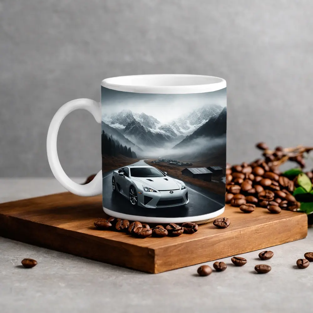 Lexus LFA White Supercar Misty Mountain Road – Mugs