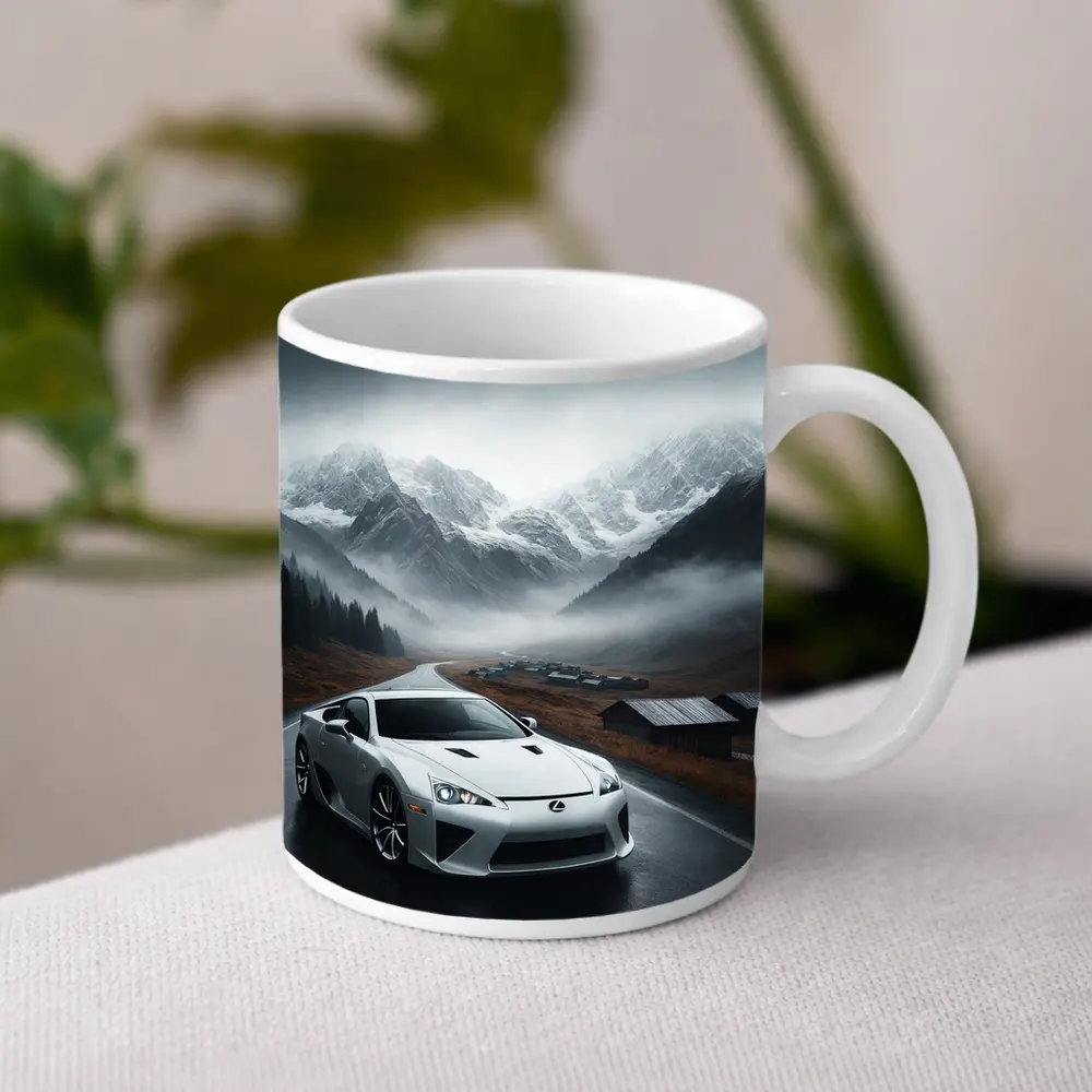 Lexus LFA White Supercar Misty Mountain Road – Mugs