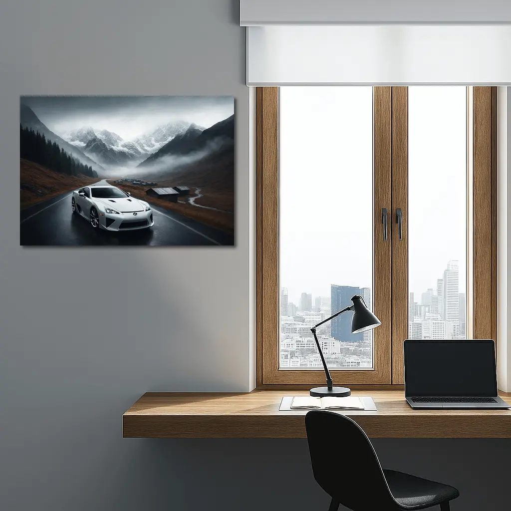 Lexus LFA White Supercar Misty Mountain Road – Wall Art